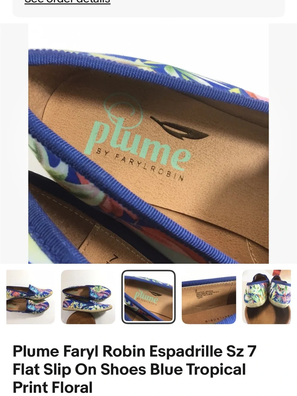 Farylrobin Blue Tropical Floral Espadrille Slip-Ons